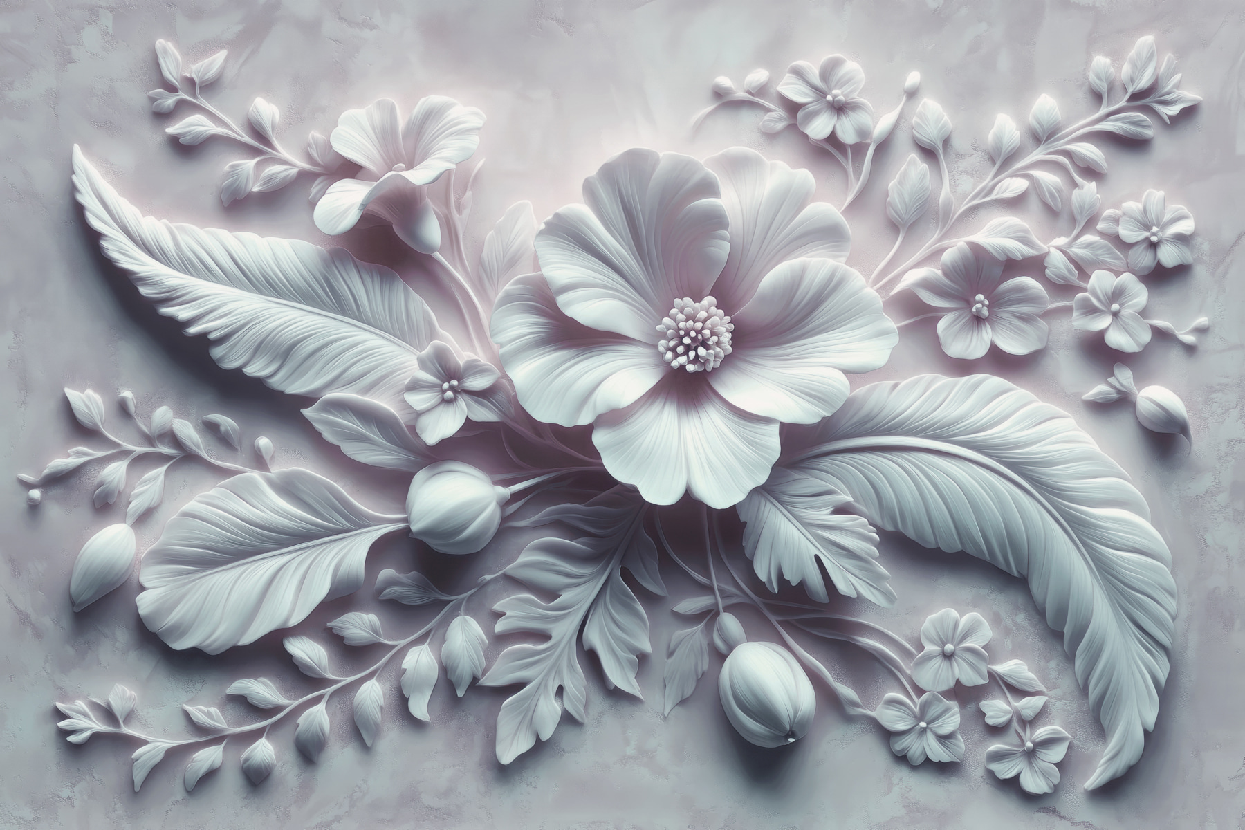 White flower and leaves White flower and leaves