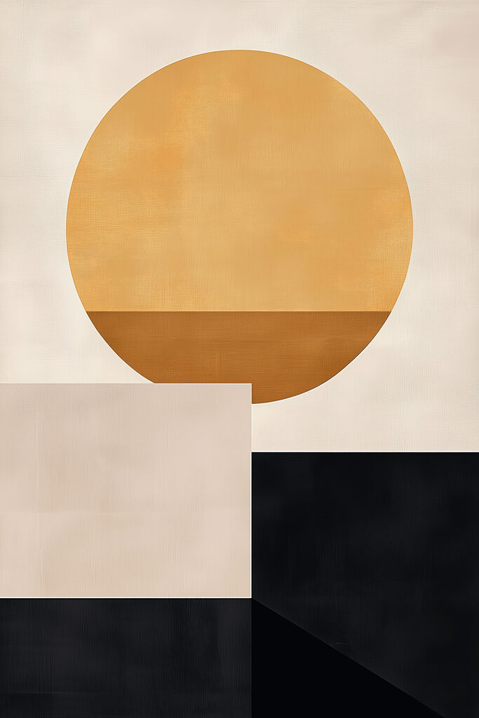 Yellow circle and black squares Yellow circle and black squares