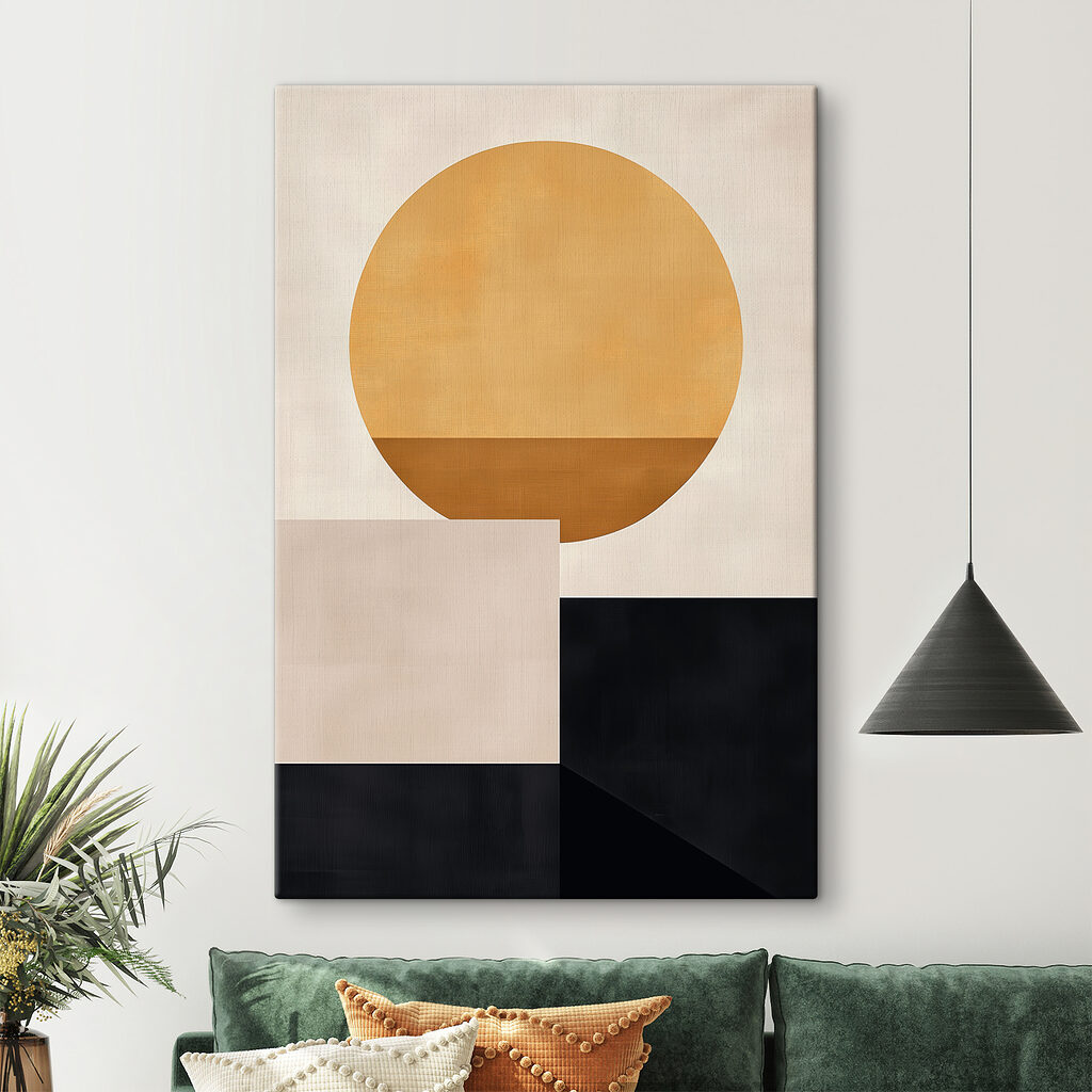 Yellow circle and black squares Yellow circle and black squares