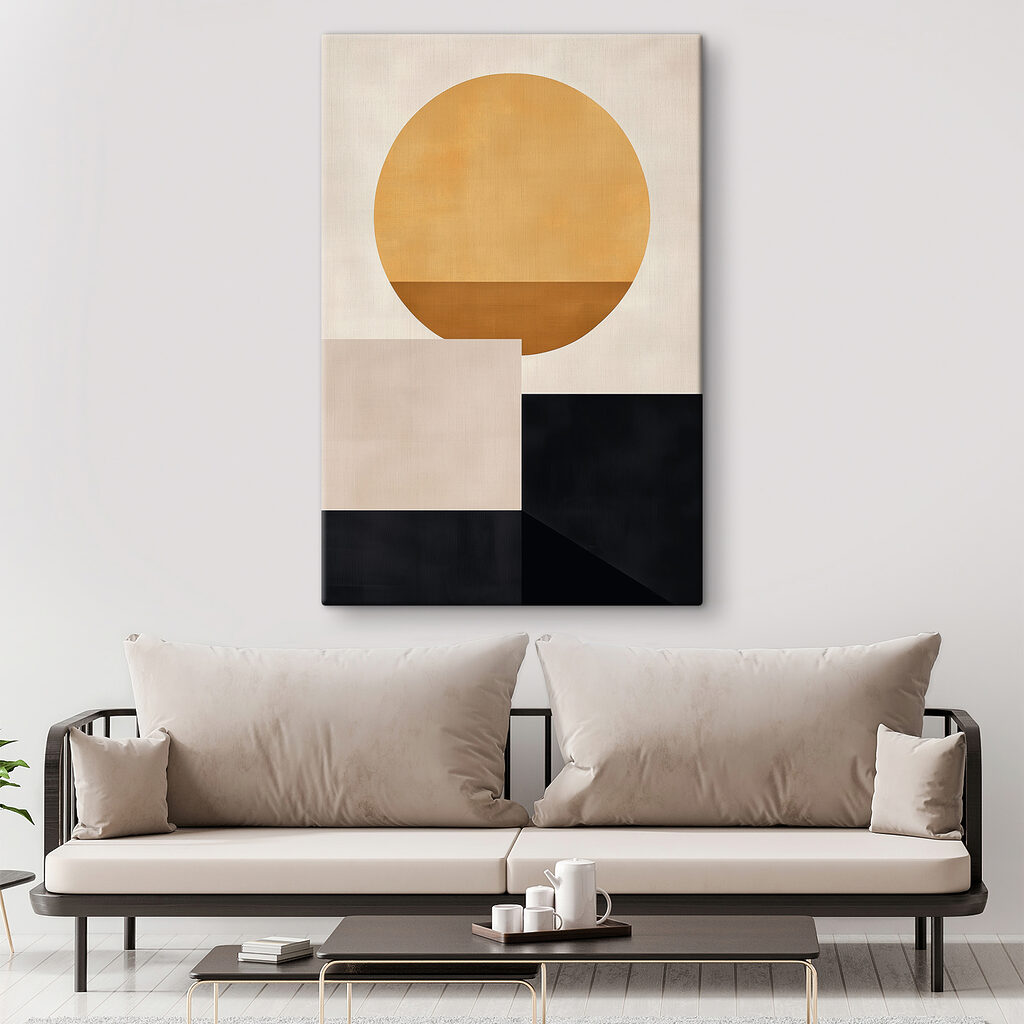 Yellow circle and black squares Yellow circle and black squares