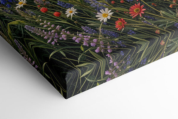 Field of flowers with mountains in the background