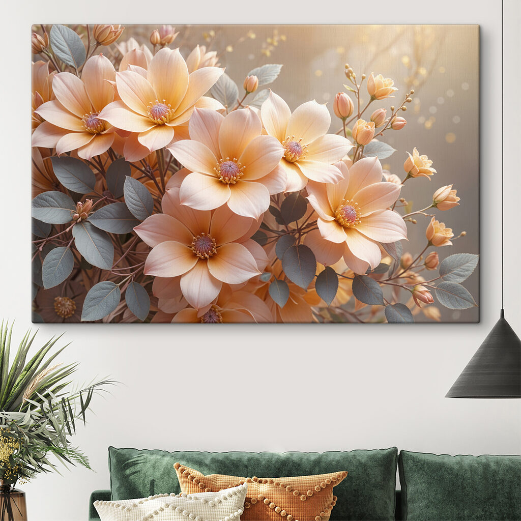 Group of flowers with leaves