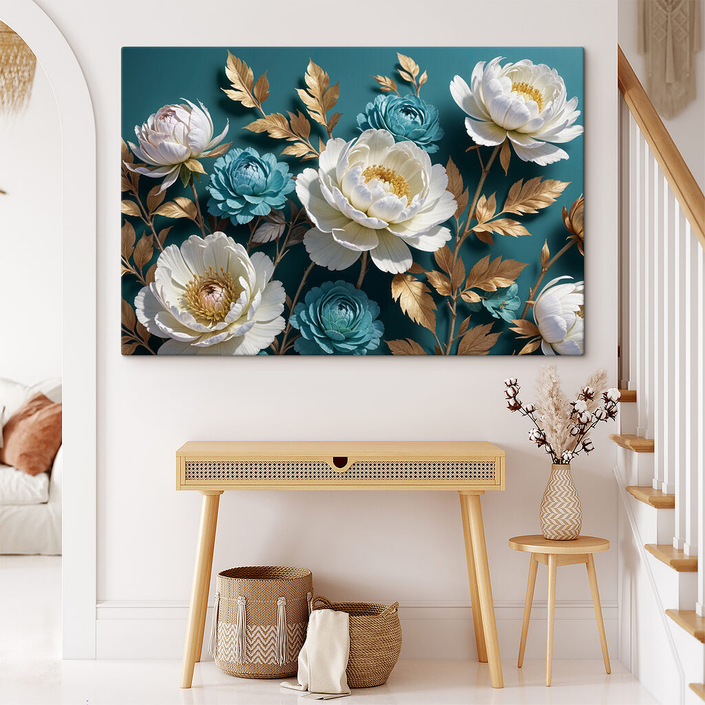 Group of white and blue flowers