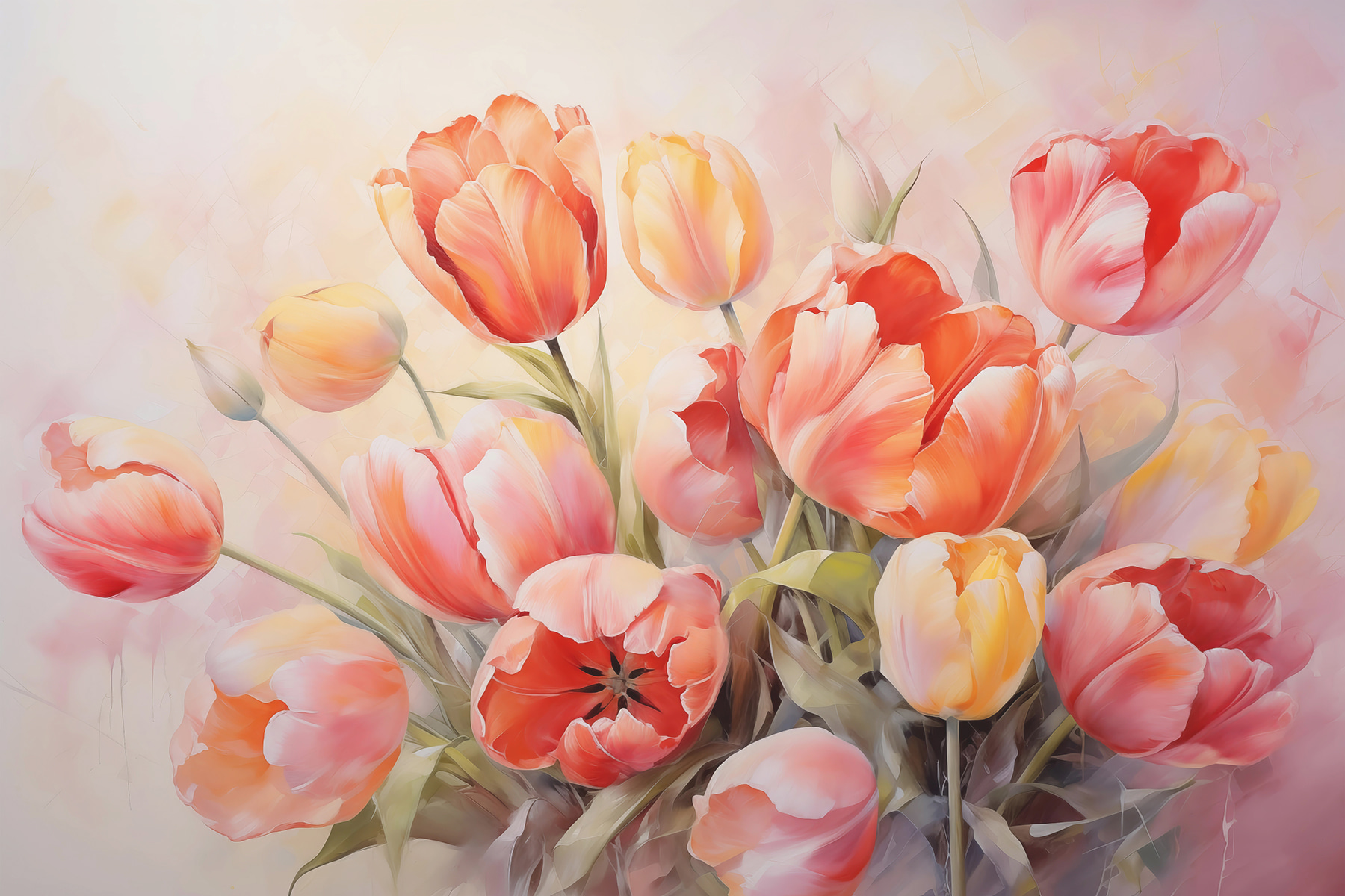 Painting of flowers on a white background Painting of flowers on a white background