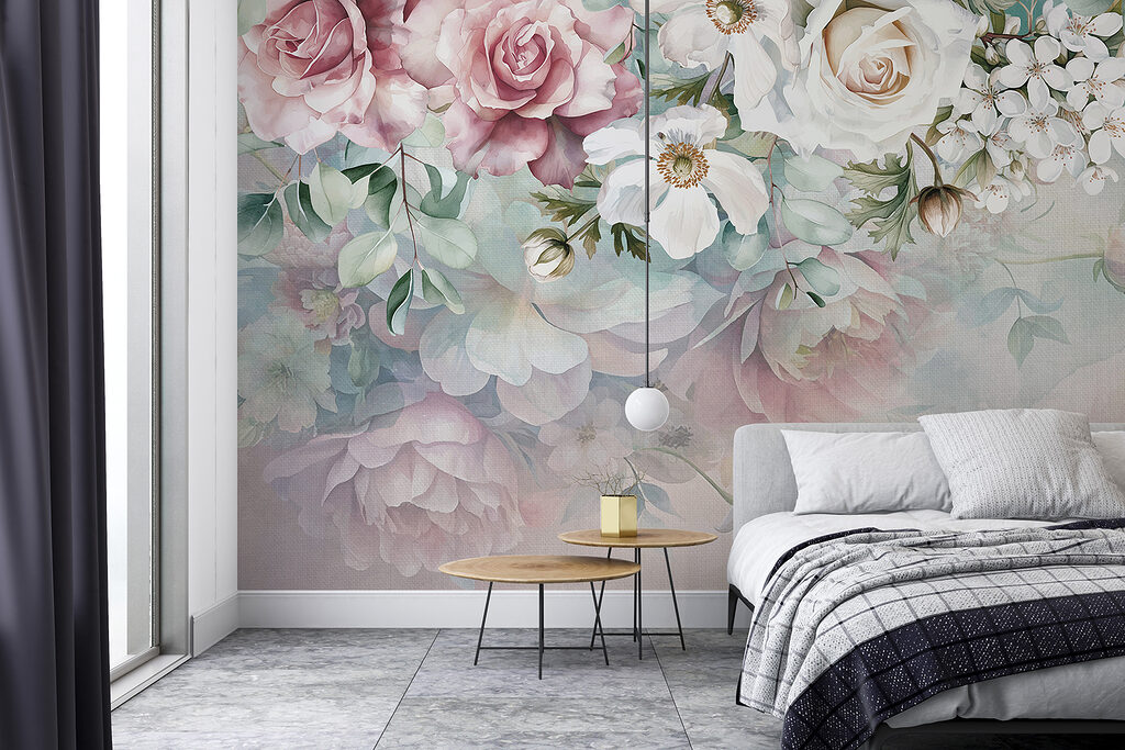Painting of flowers on a surface