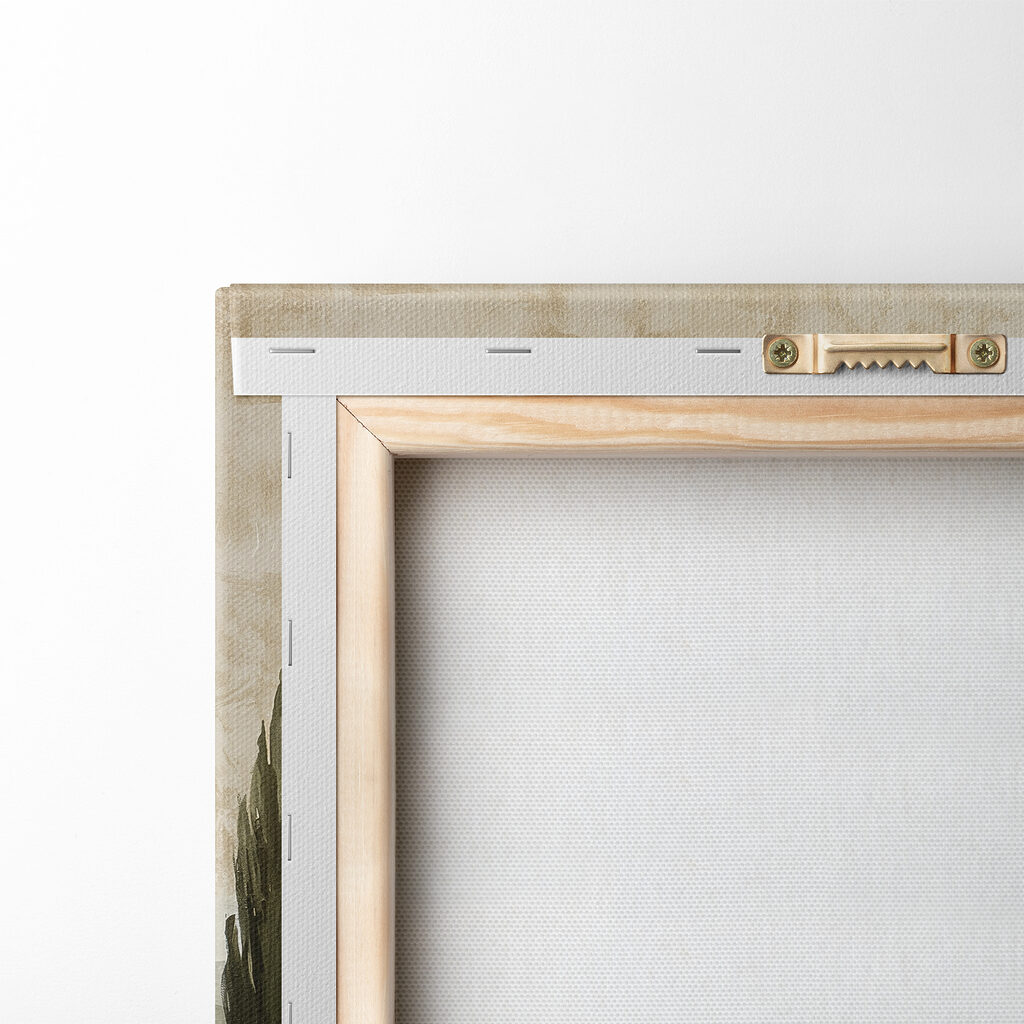 Painting of a landscape with trees and hills