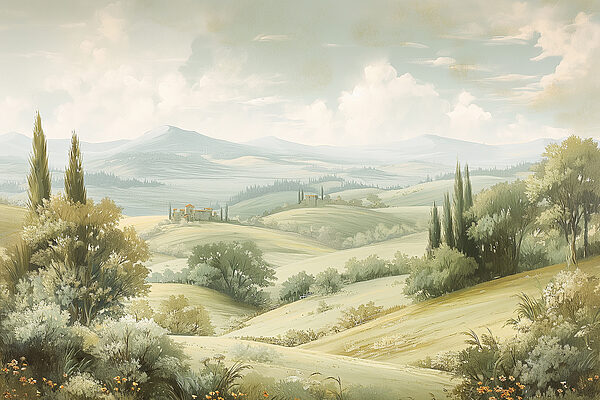 Landscape with hills and trees Landscape with hills and trees