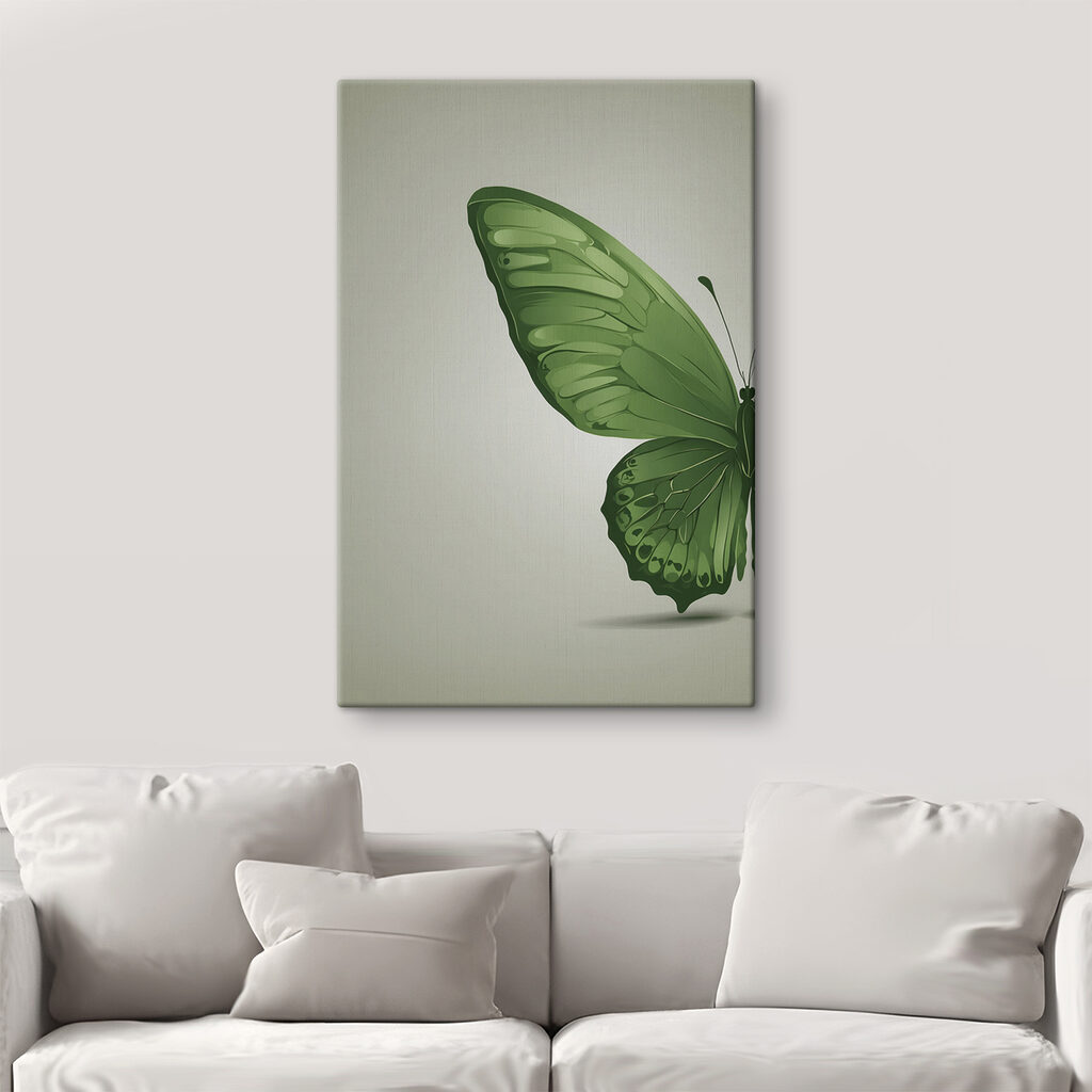 Green butterfly with wings