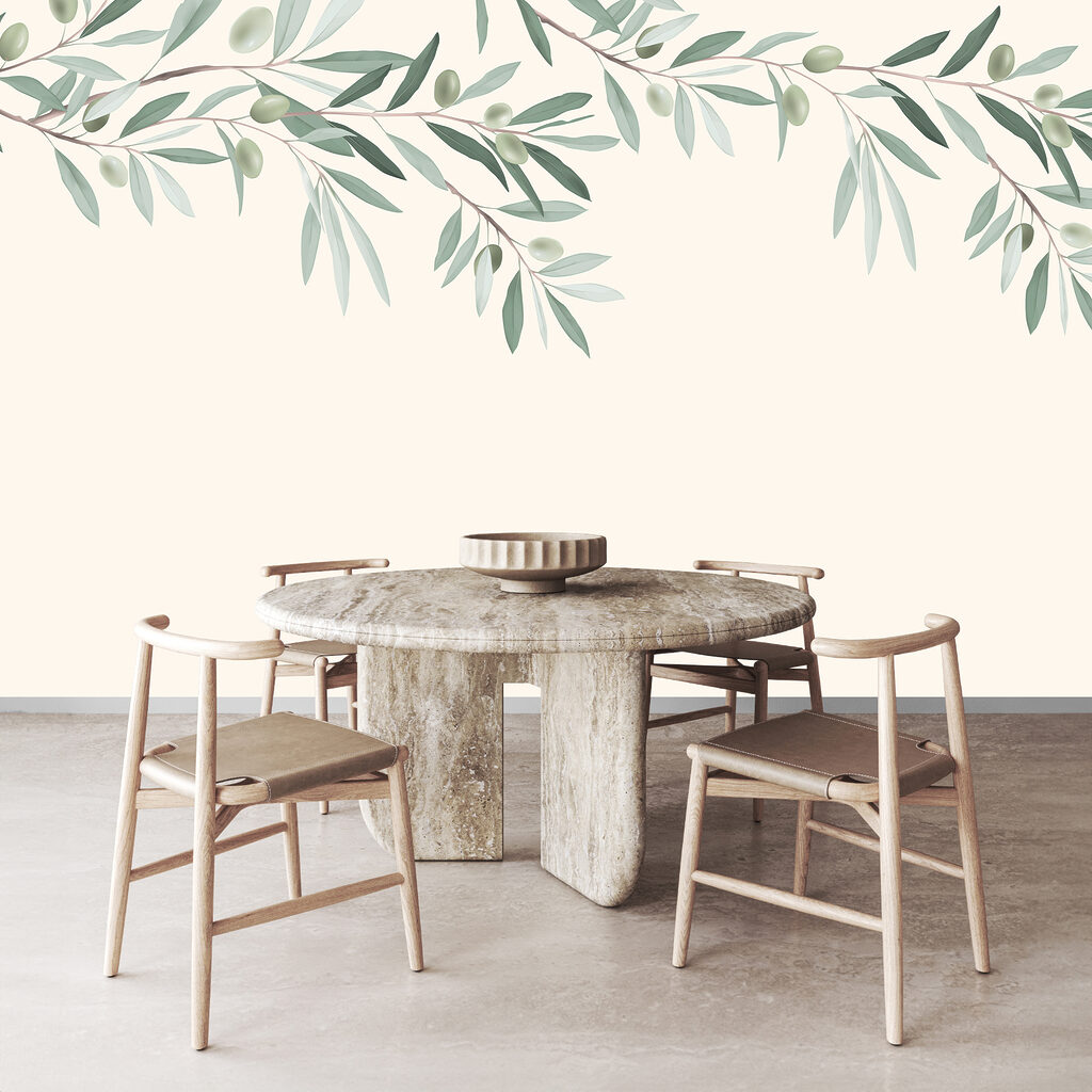 Branch with leaves and olives Branch with leaves and olives