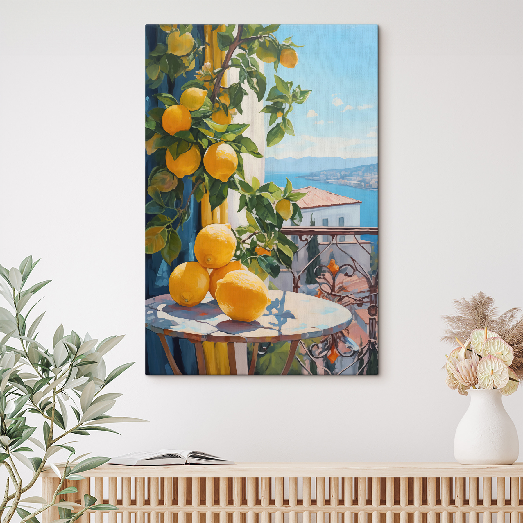 Painting of lemons on a table Painting of lemons on a table
