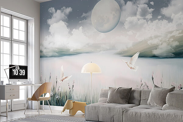 Birds flying over a lake Birds flying over a lake