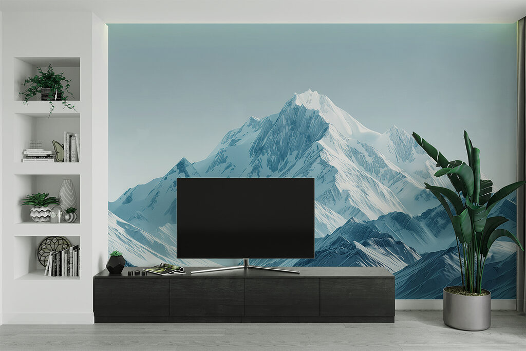 Snowy mountain range with blue sky Snowy mountain range with blue sky