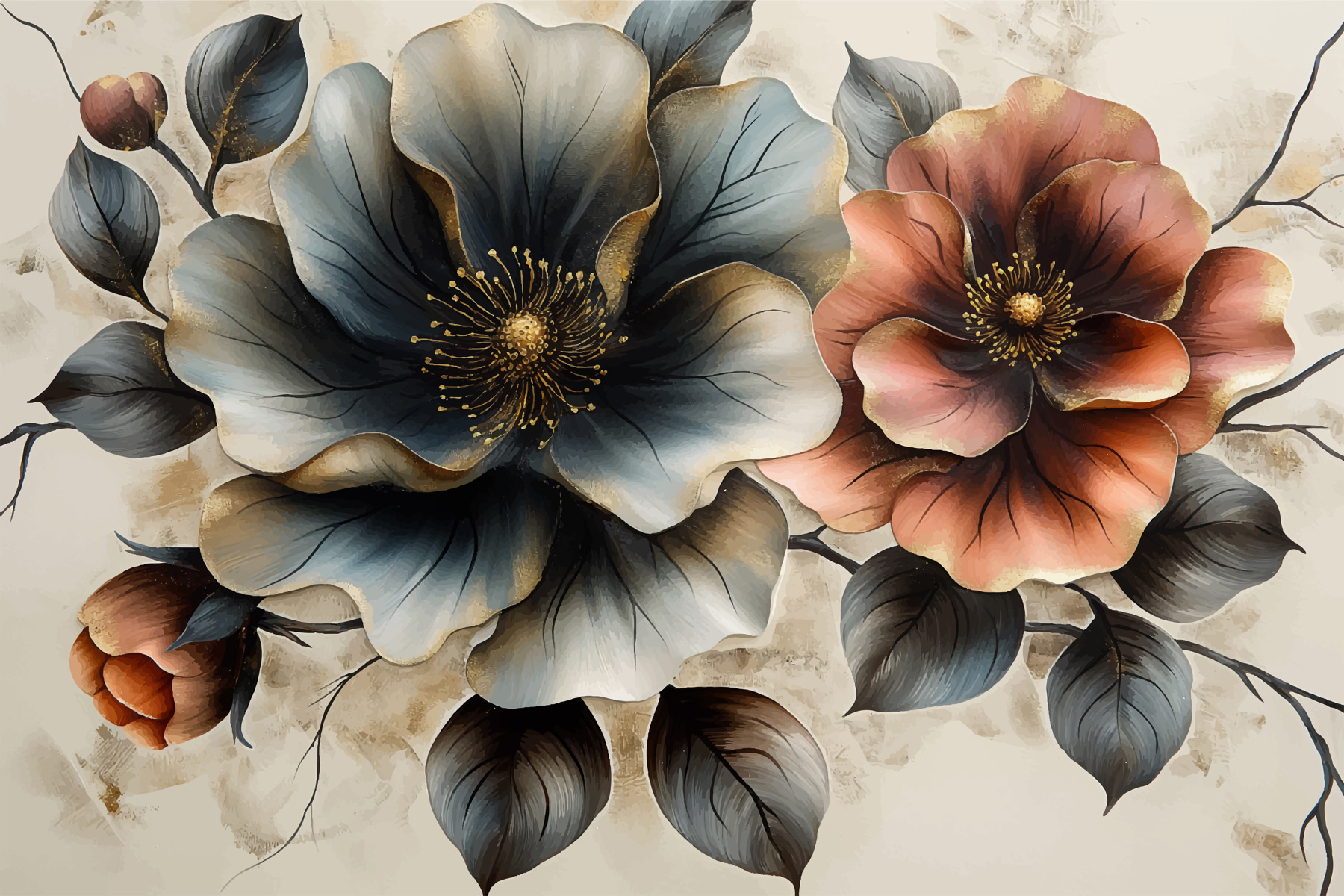 Painting of flowers on a white background Painting of flowers on a white background