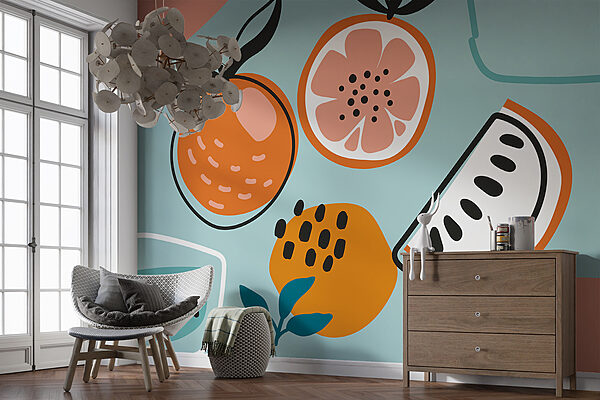 Group of oranges and a glass of water