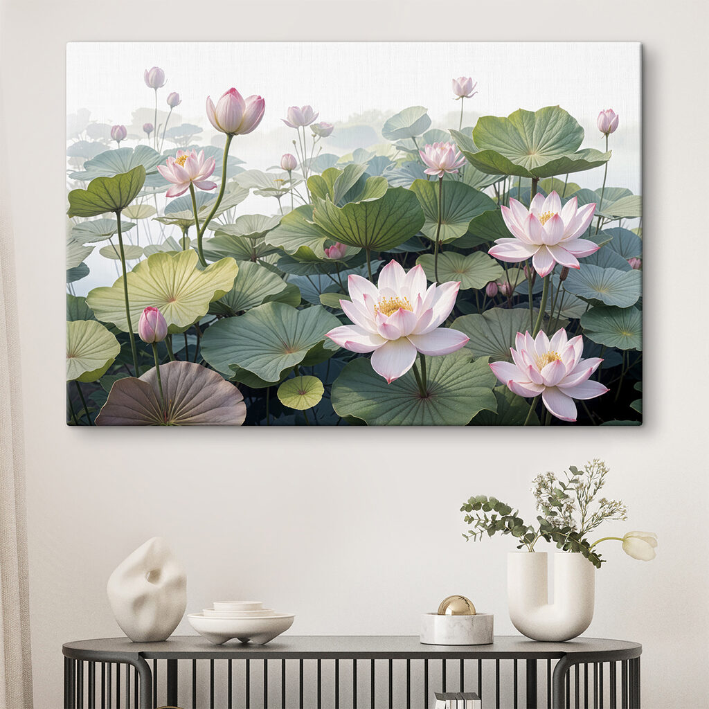 Group of pink flowers and green leaves