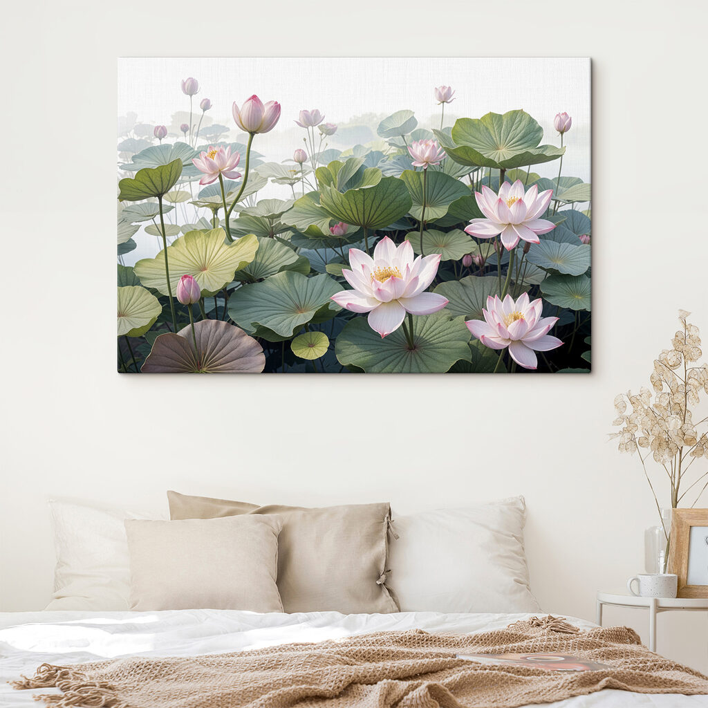 Group of pink flowers and green leaves