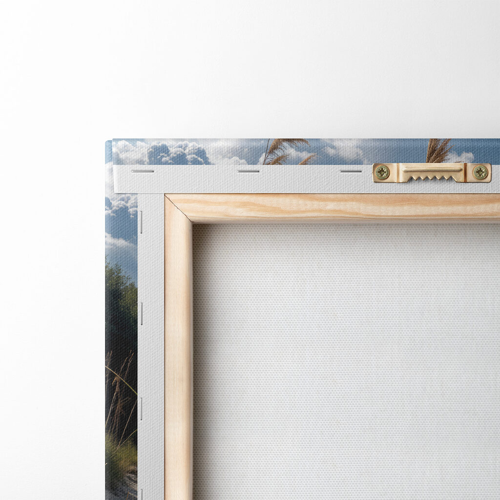 Beach with tall grass and water