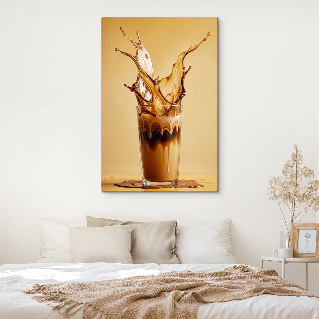 Glass of liquid with brown liquid splashing out