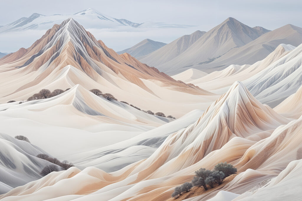 Desert landscape with mountains and trees