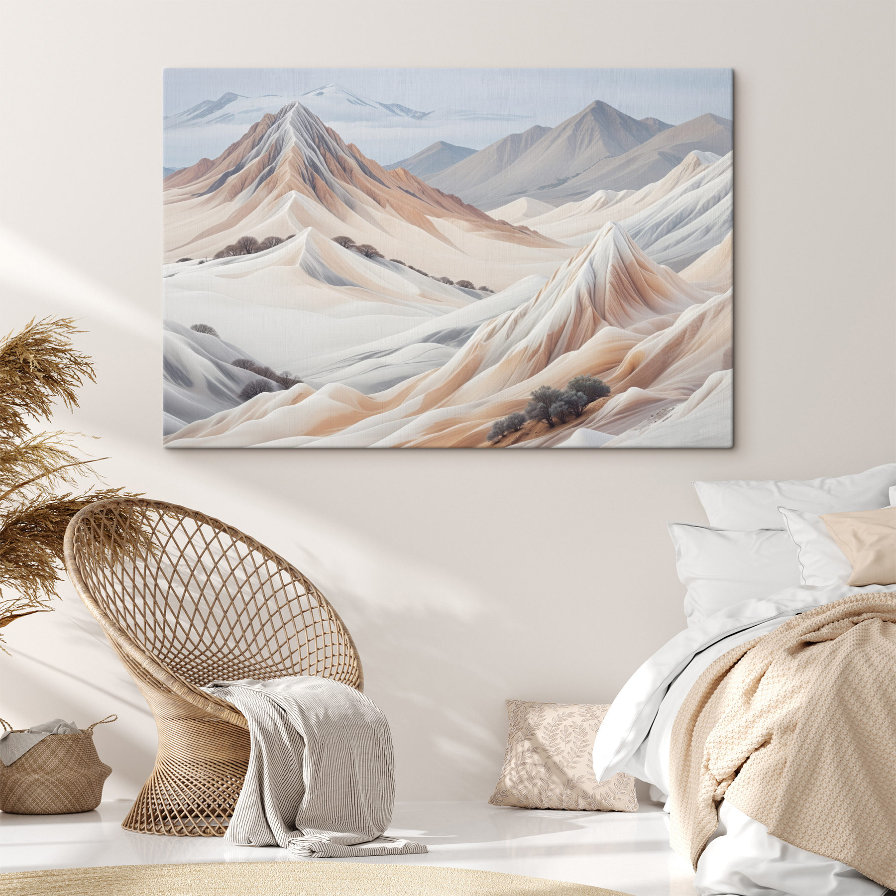 Desert landscape with mountains and trees Desert landscape with mountains and trees