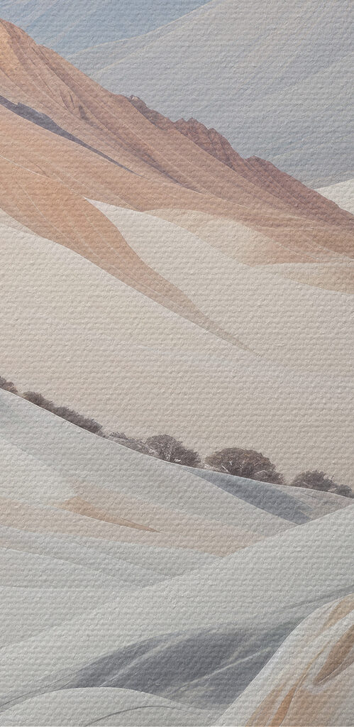 Desert landscape with mountains and trees