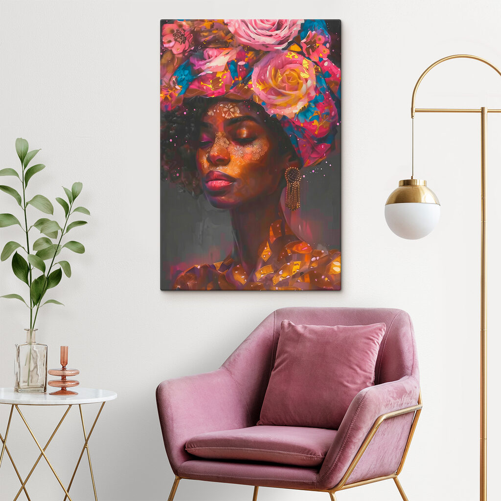 Woman with flowers on her head