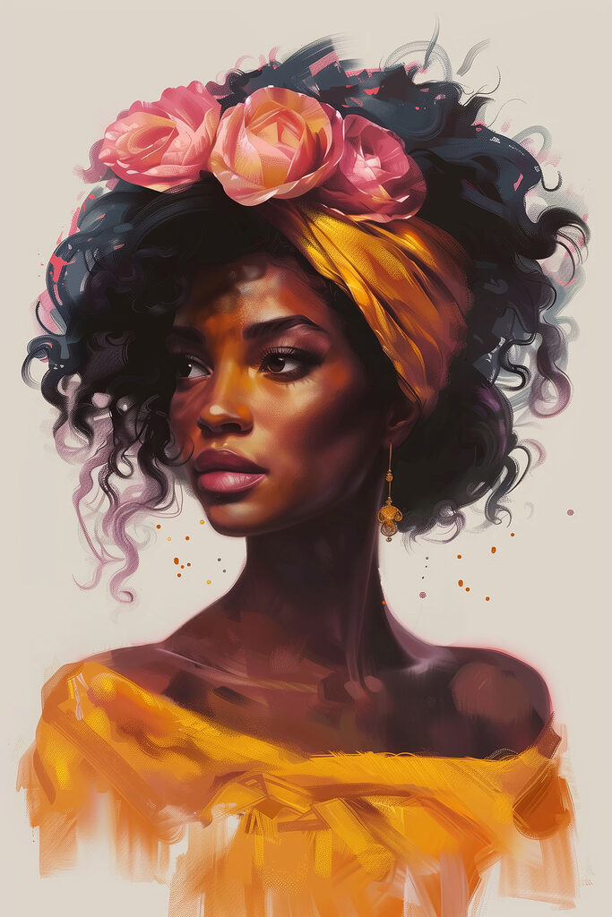 Woman with flowers in her hair Woman with flowers in her hair
