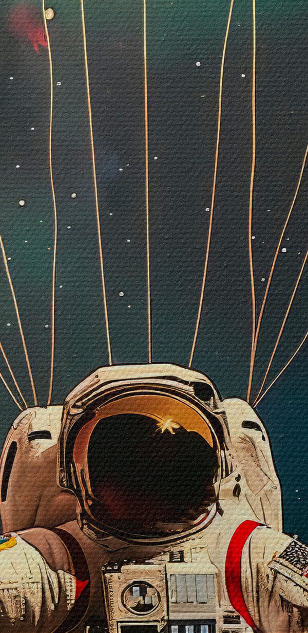 Astronaut vznášajúci sa vo vesmíre s balónmi Astronaut vznášajúci sa vo vesmíre s balónmi