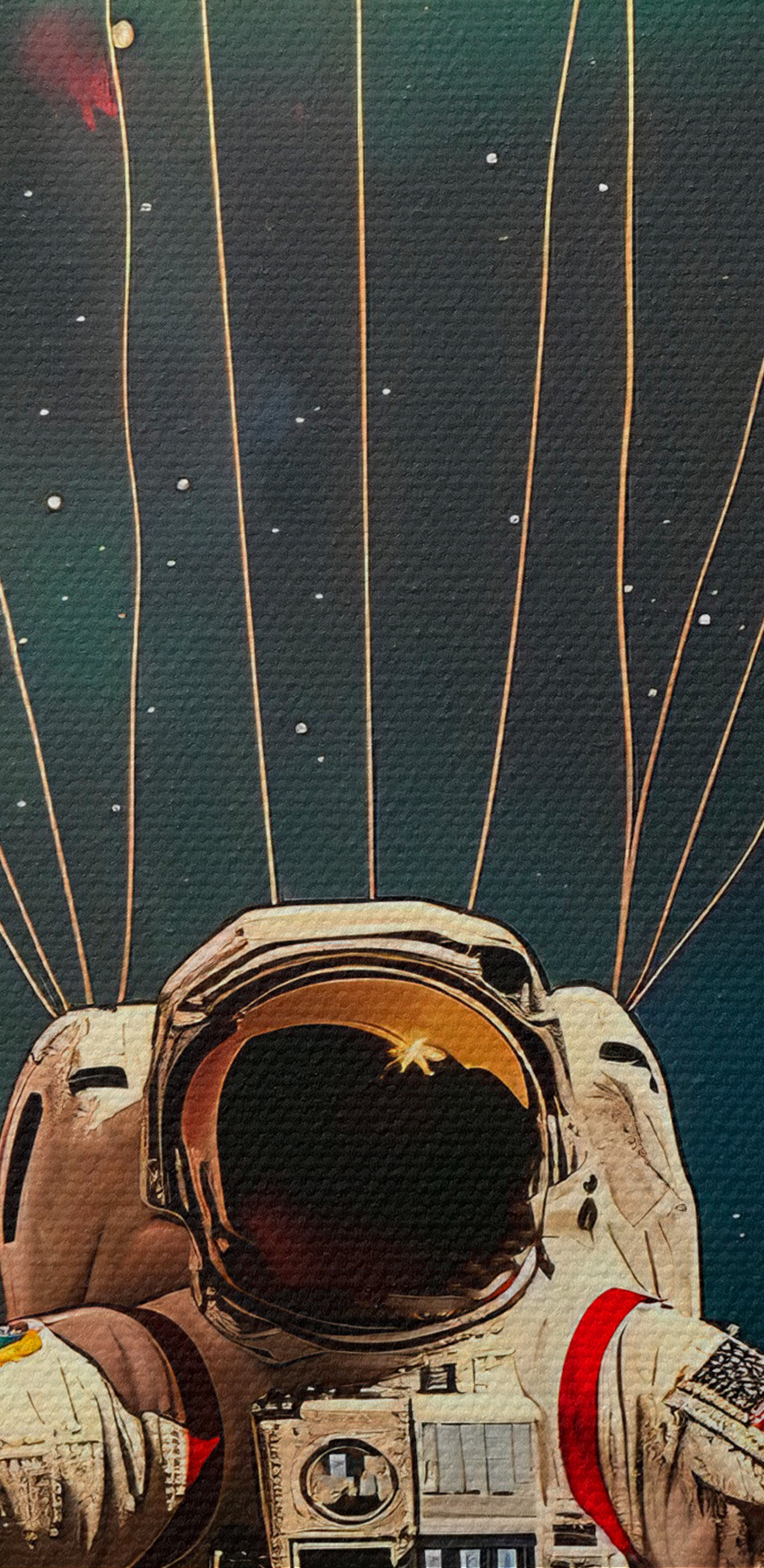 Astronaut vznášajúci sa vo vesmíre s balónmi Astronaut vznášajúci sa vo vesmíre s balónmi