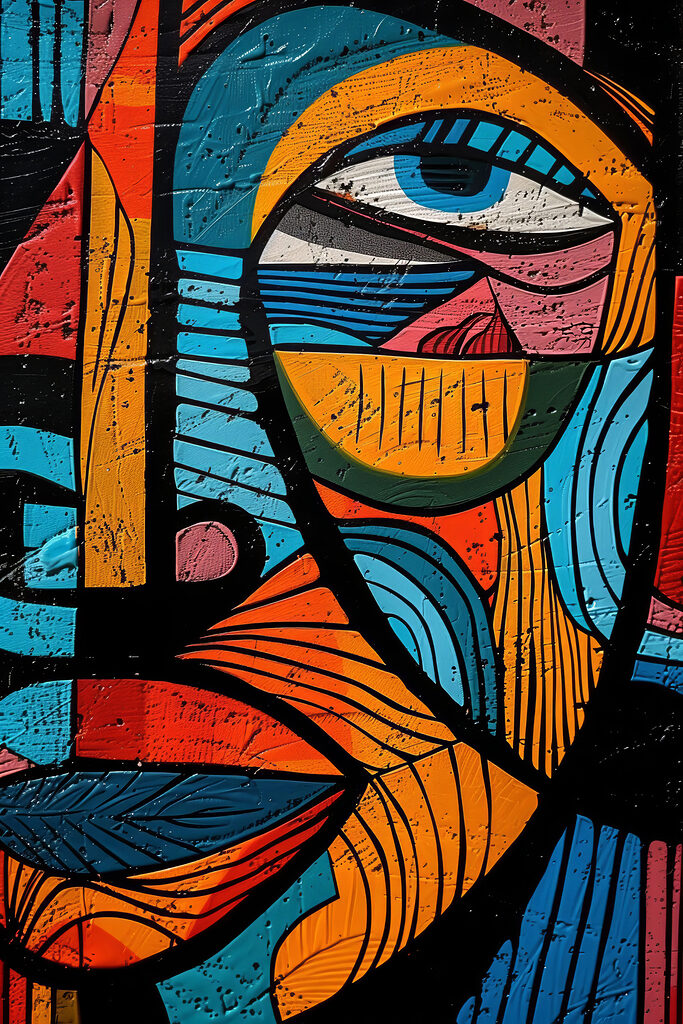 Colorful painting of a face