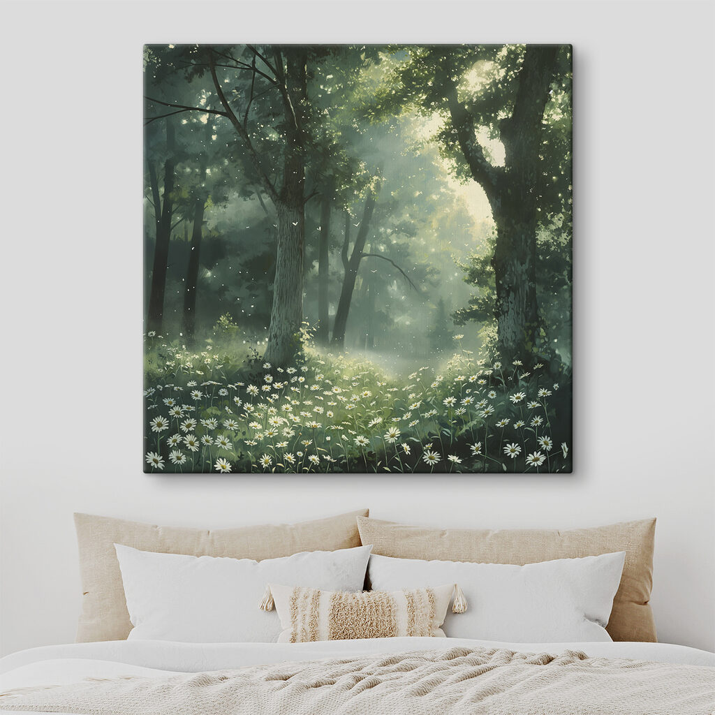 Forest with trees and flowers Forest with trees and flowers