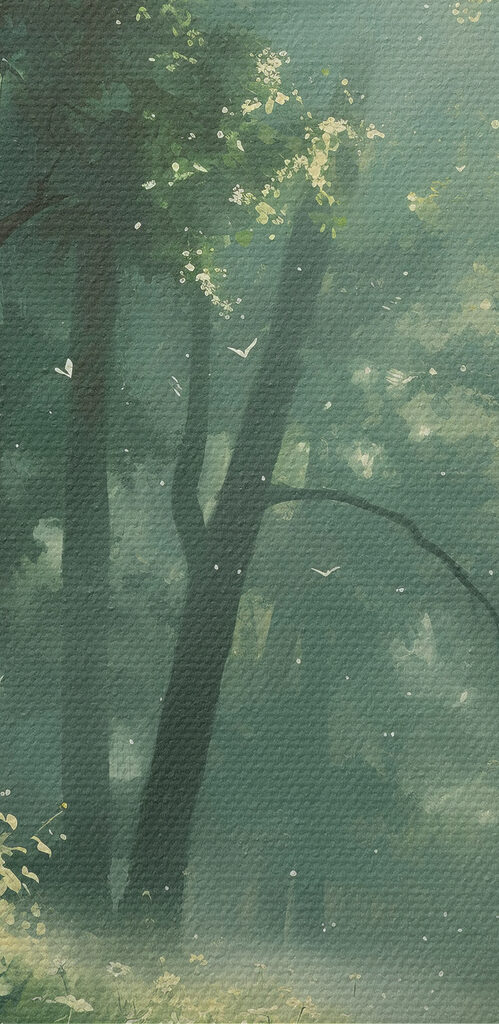 Forest with trees and flowers Forest with trees and flowers