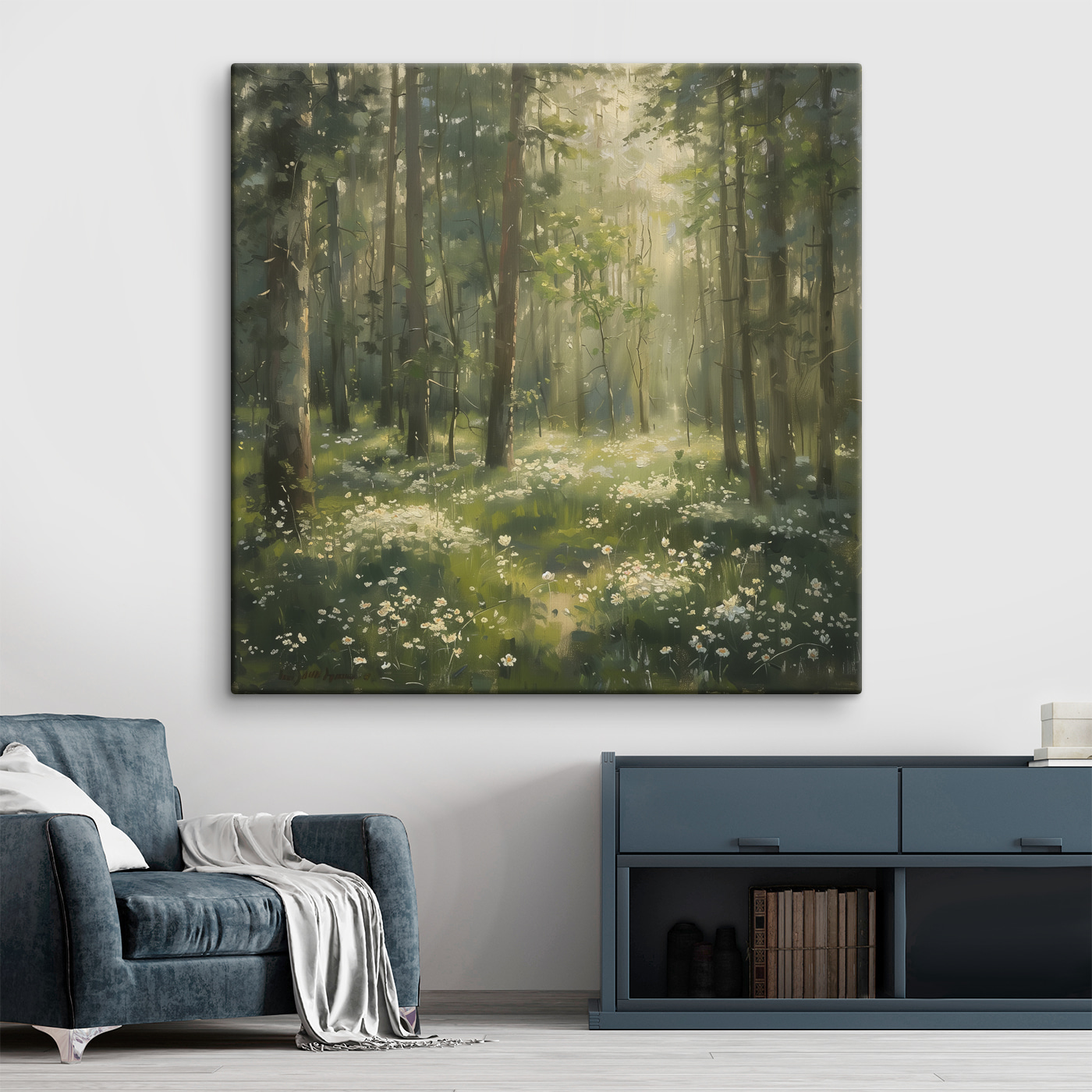 Forest with trees and flowers