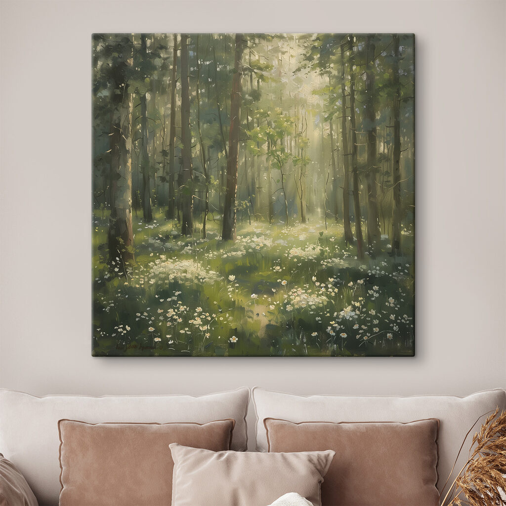 Forest with trees and flowers