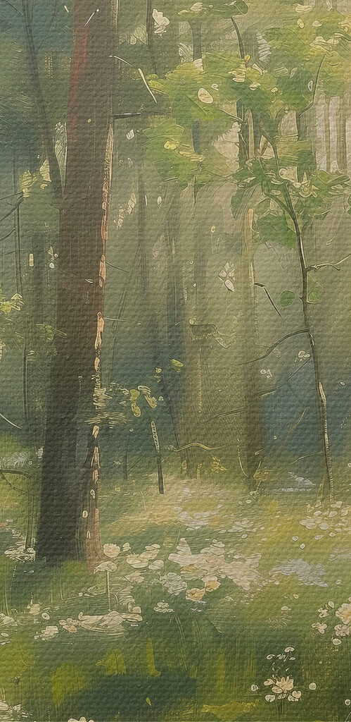 Forest with trees and flowers