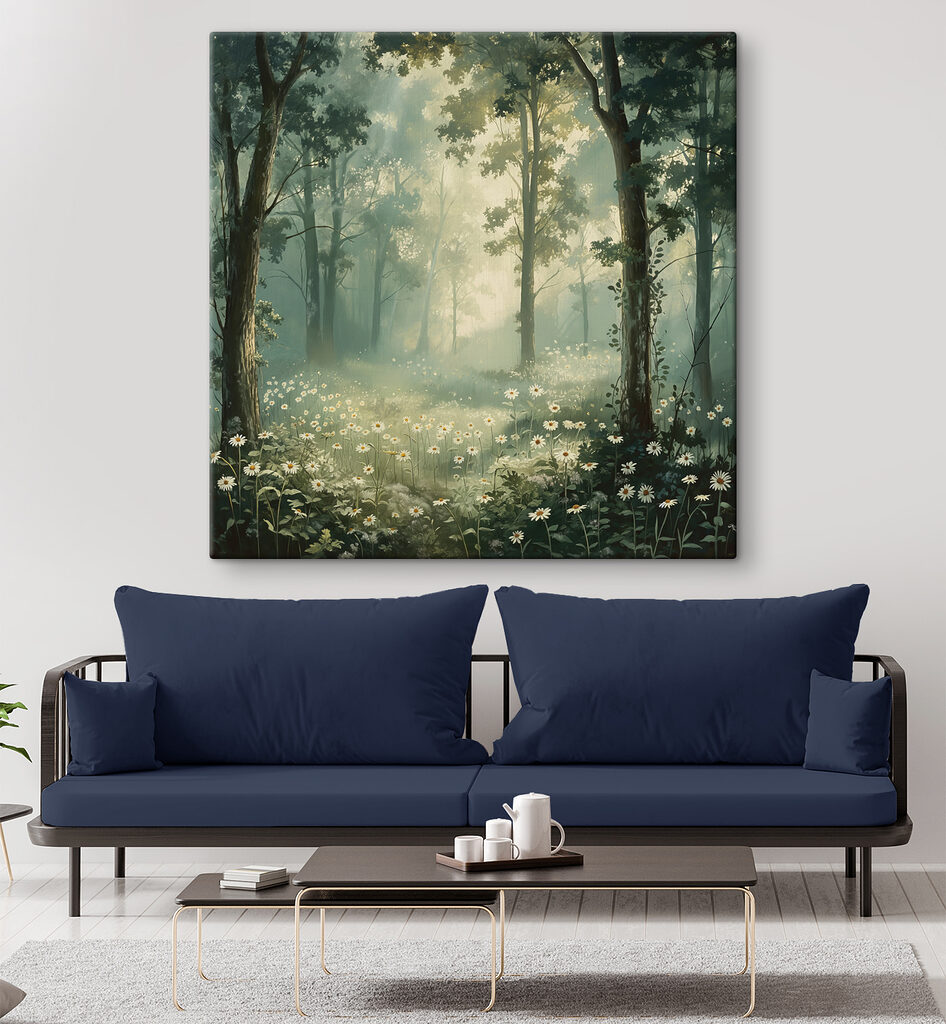 Forest with flowers and trees