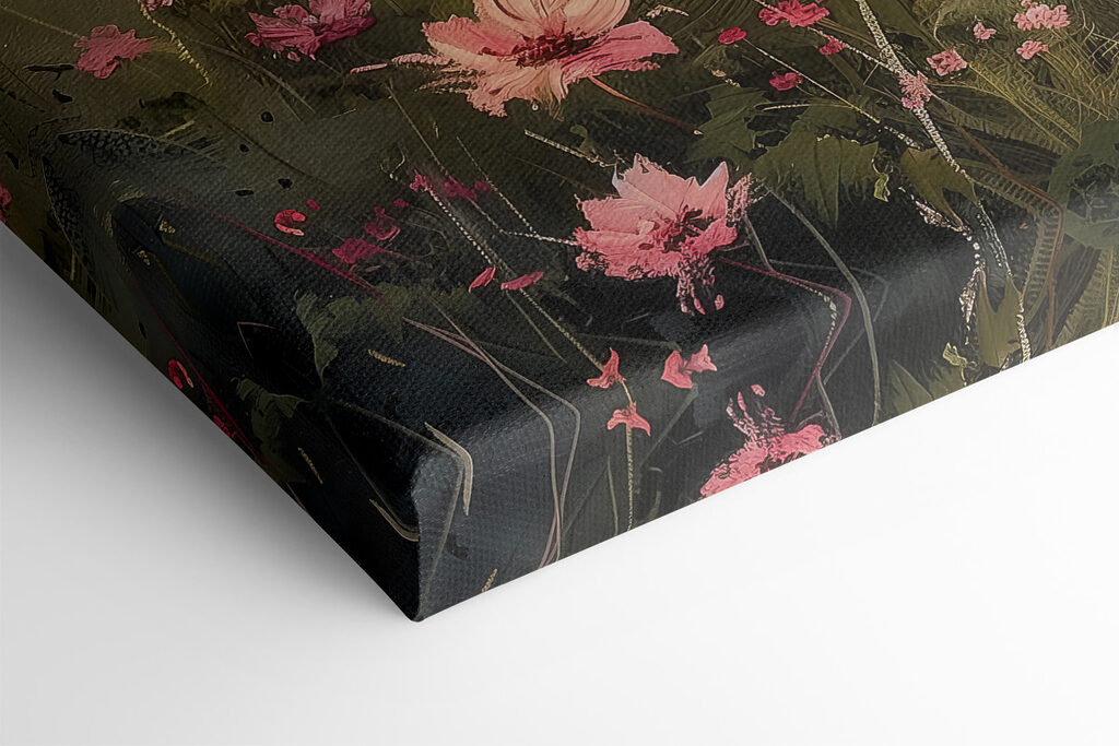 Painting of a field of pink flowers Painting of a field of pink flowers