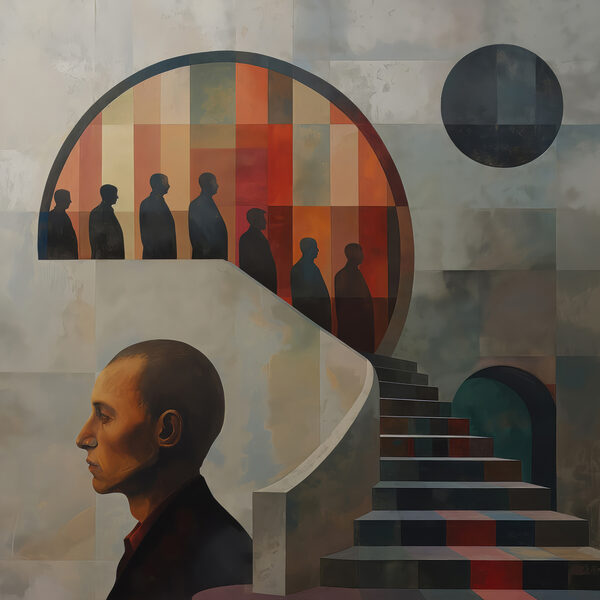 Painting of a man on a wall