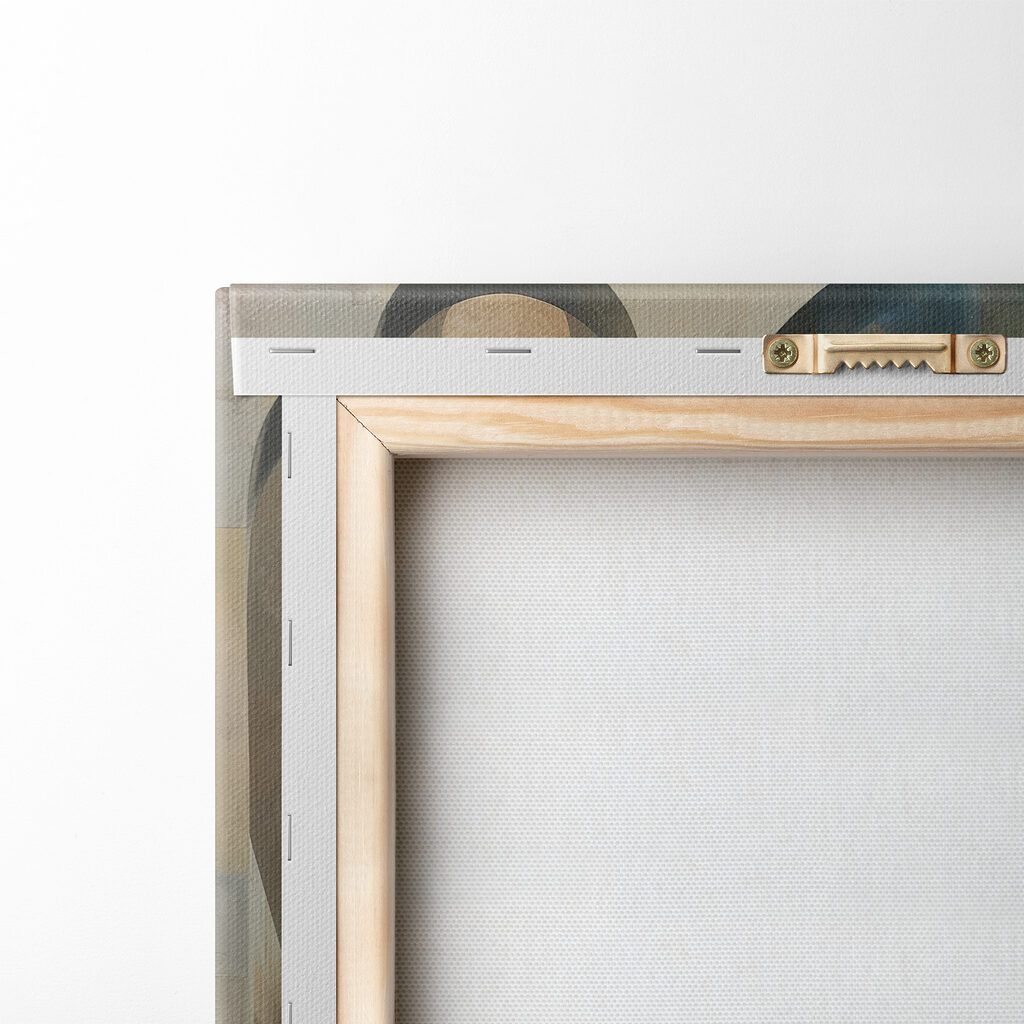 Painting of a man's face and a staircase