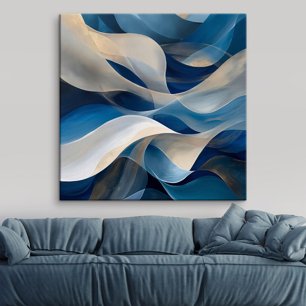 Blue and white wavy lines