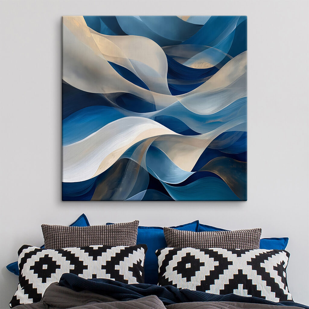 Blue and white wavy lines