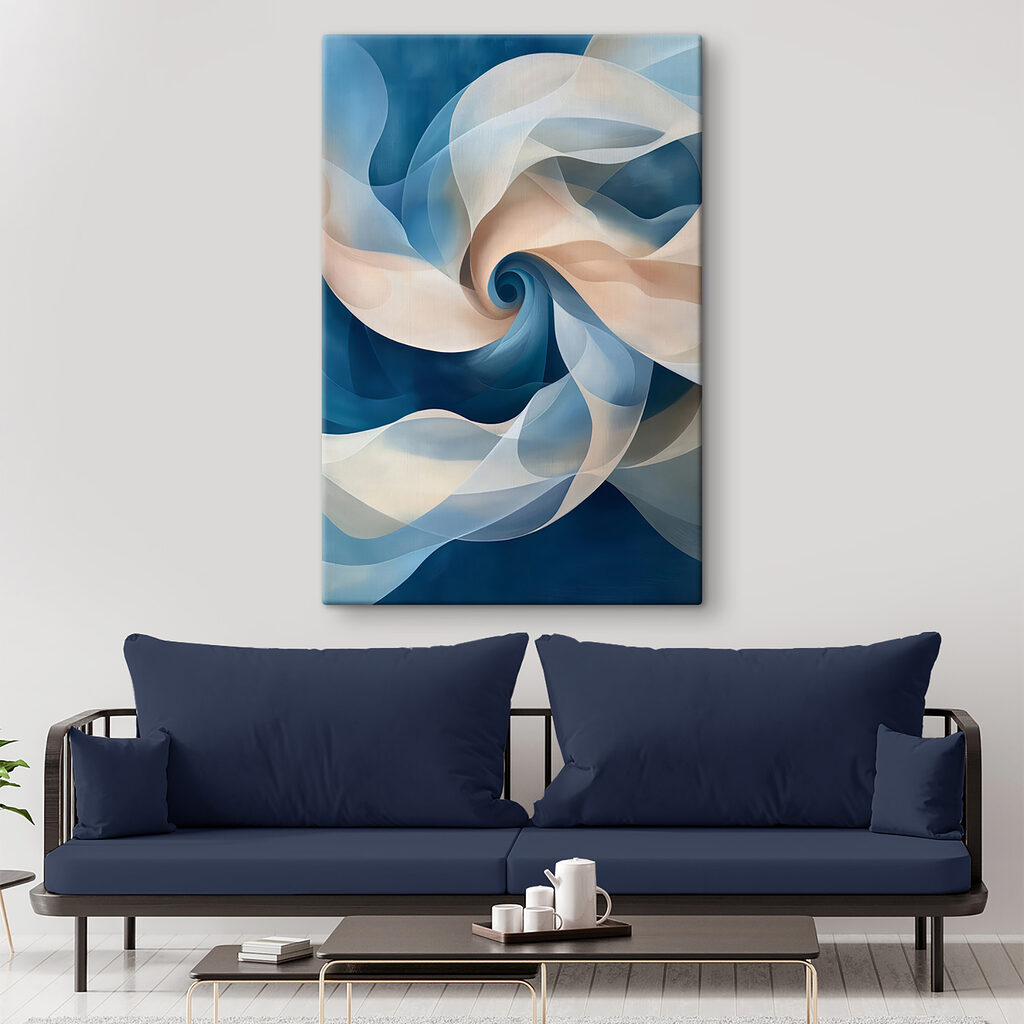 Blue and white swirly pattern