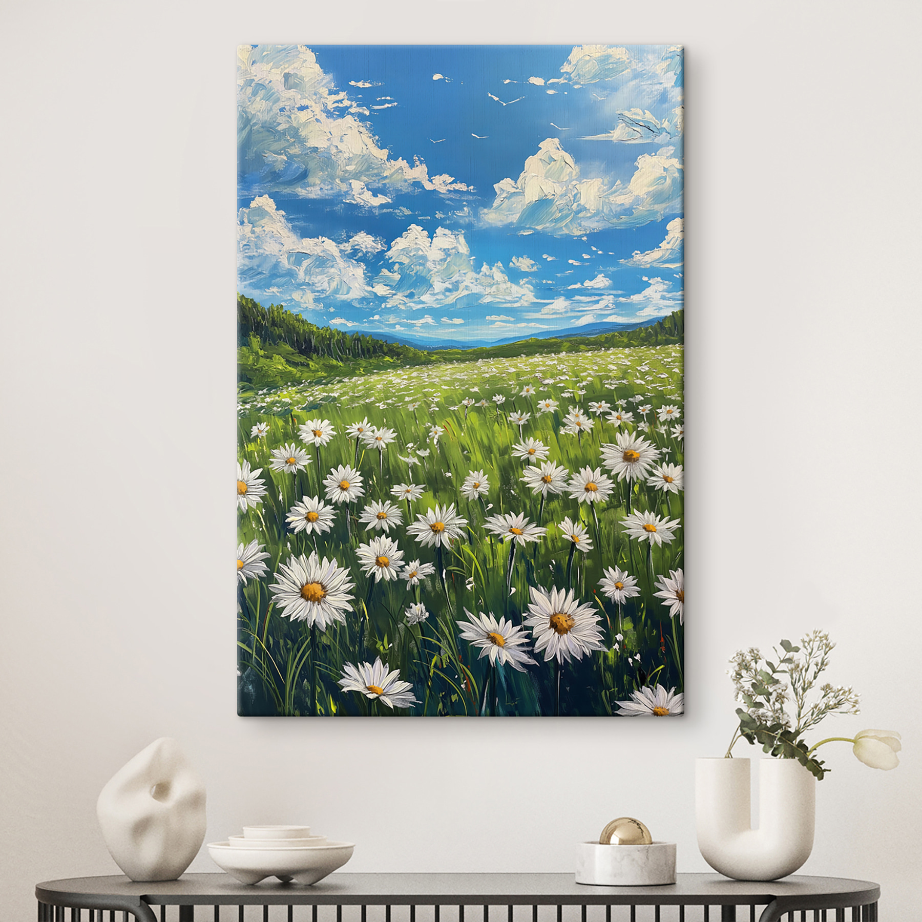 Field of flowers and trees Field of flowers and trees