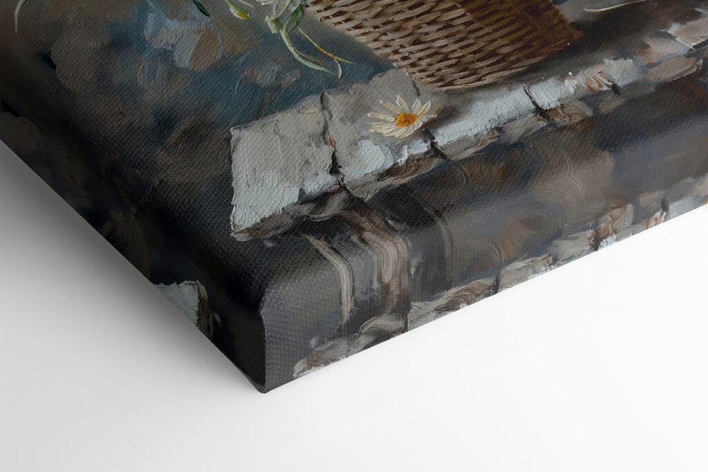 Painting of flowers in a basket Painting of flowers in a basket