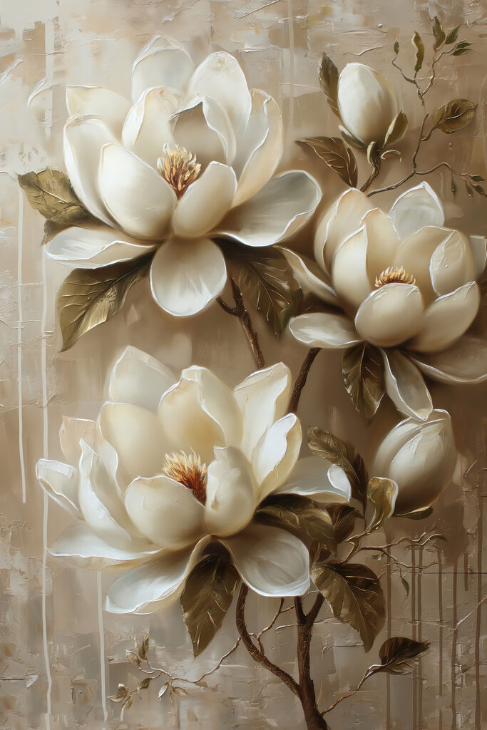 Painting of white flowers Painting of white flowers