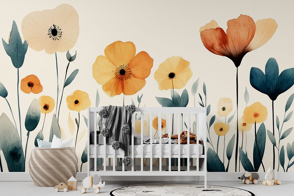 Group of flowers with leaves