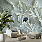 Fototapety Biela kvetinová rezba na stene