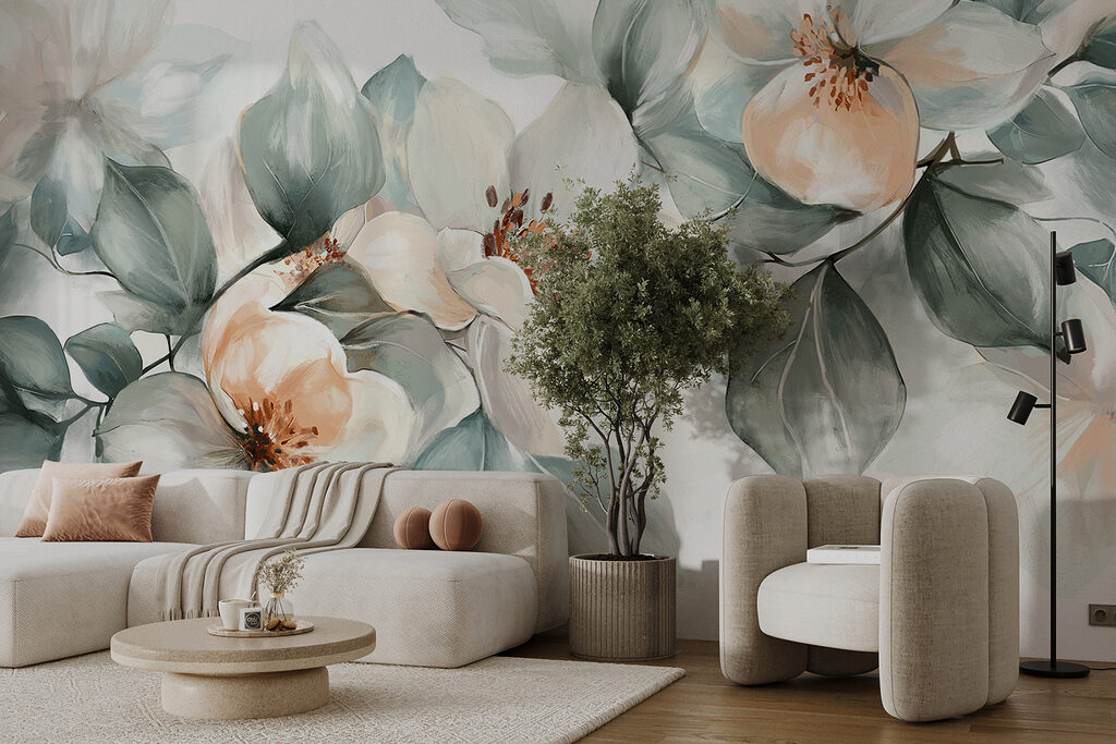 Painting of flowers and leaves Painting of flowers and leaves