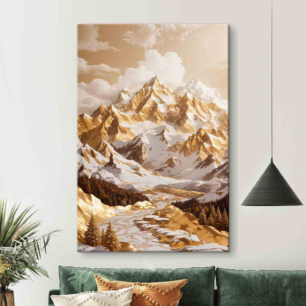 Snowy mountain range with trees Snowy mountain range with trees