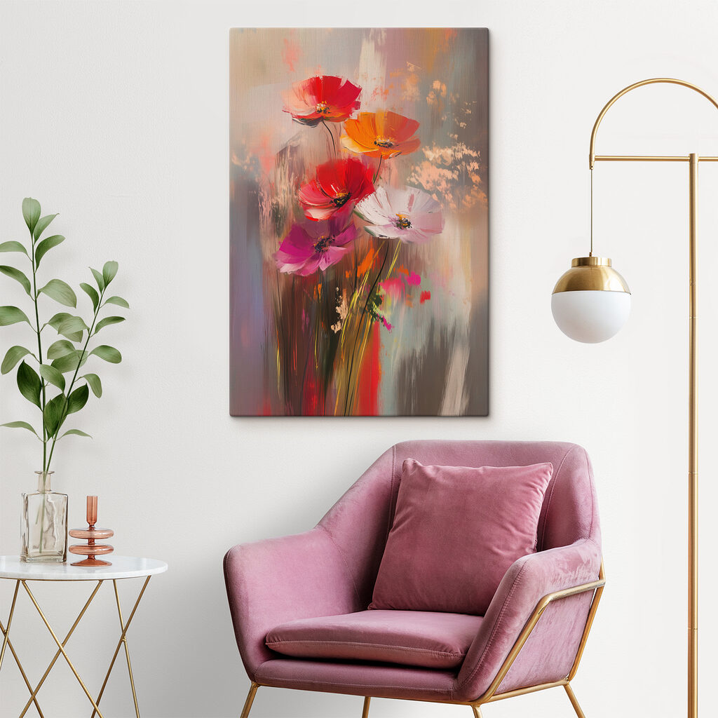 Painting of flowers on a glass surface